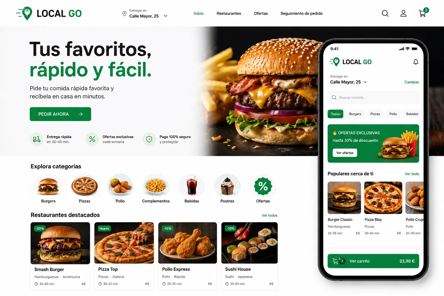 Plataforma Local Go de pedidos online para restaurantes en Málaga