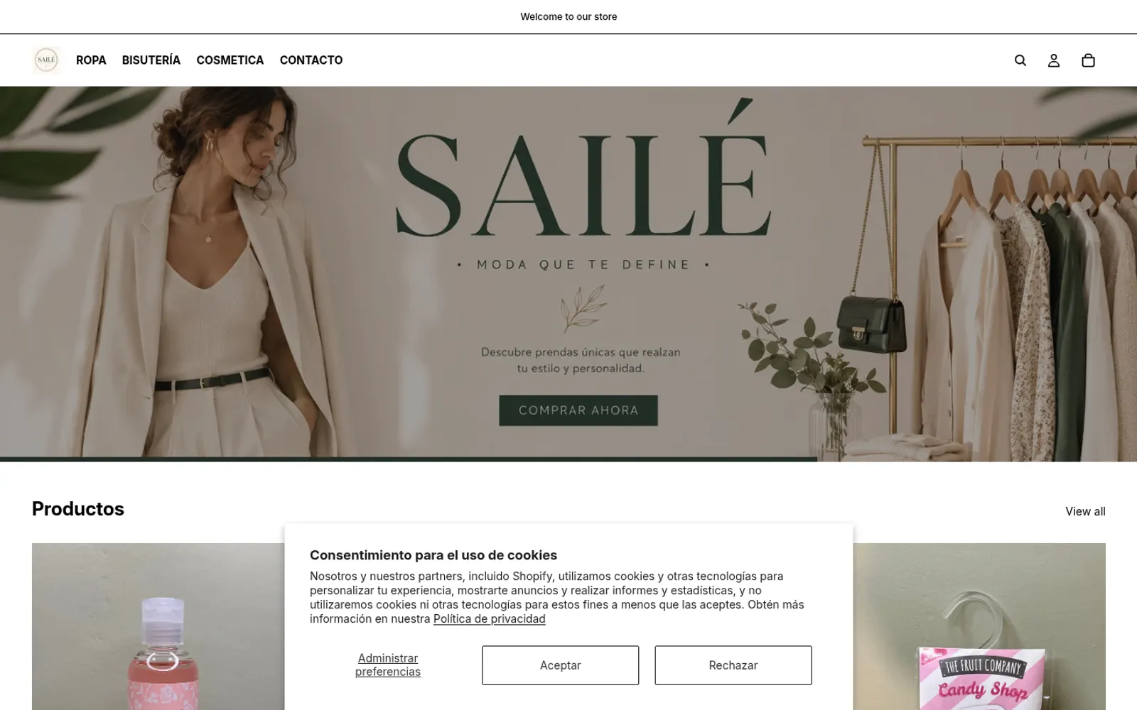 Captura de la web de Sail eShop