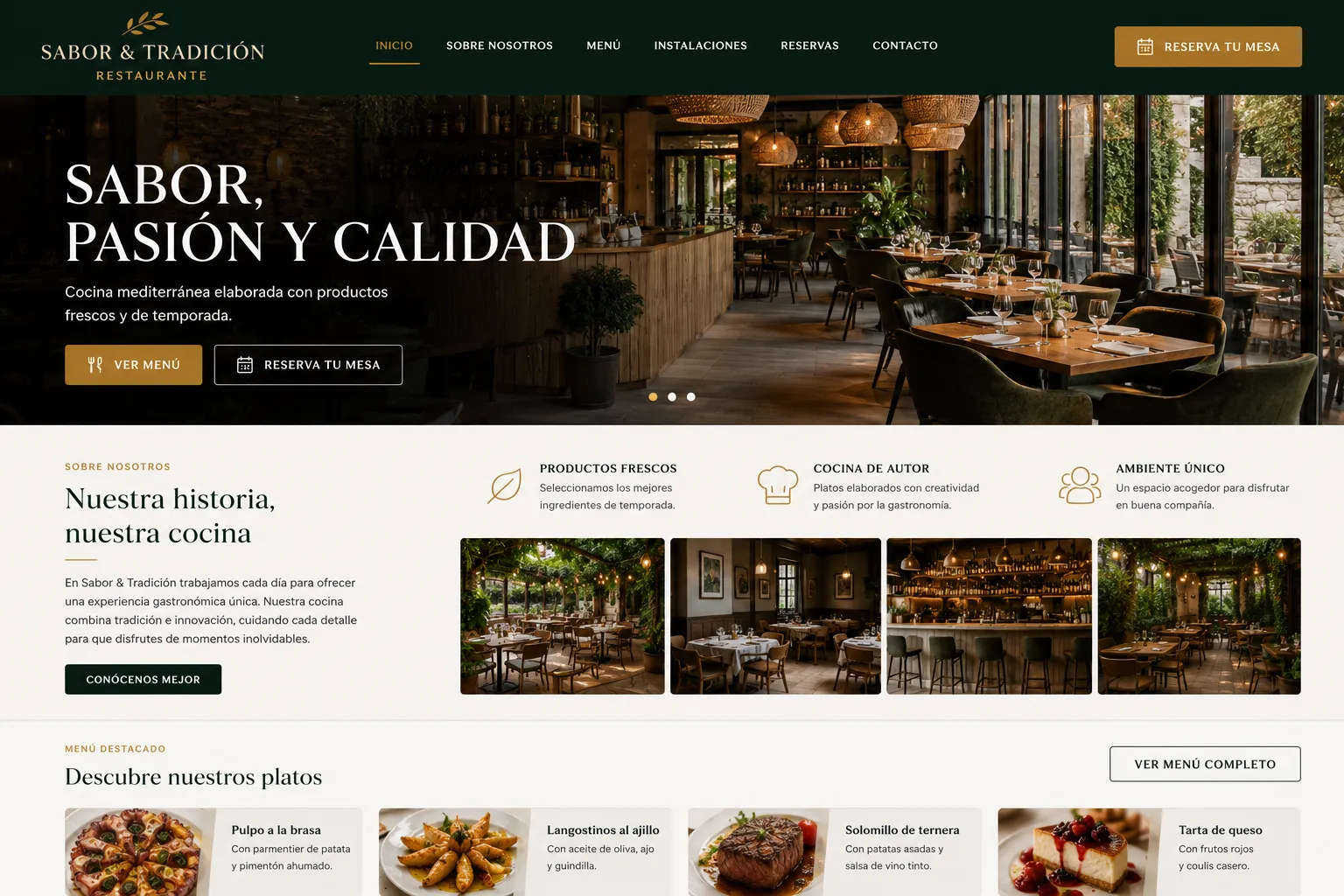 Página web para restaurante con carta digital