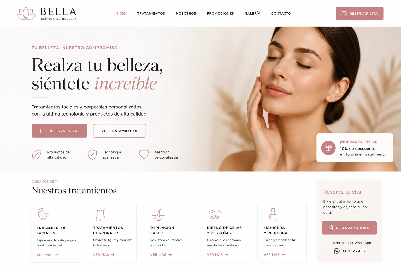 Página web para peluquería con reservas y catálogo de servicios