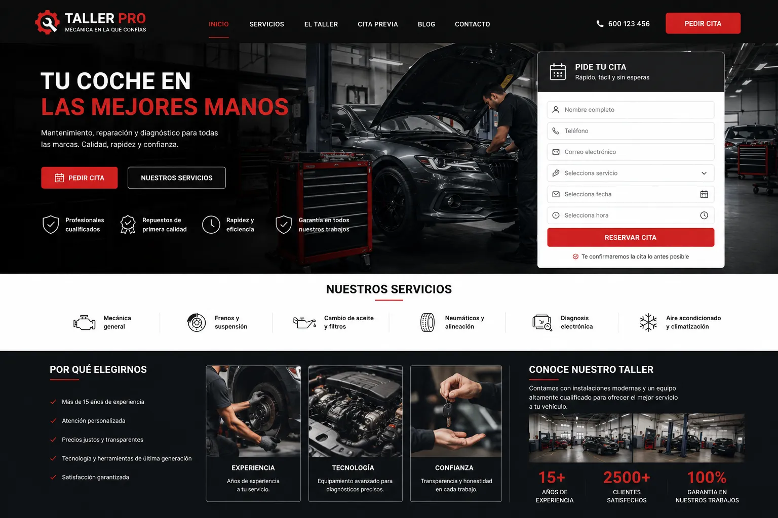 Página web para taller mecánico con sistema de citas online